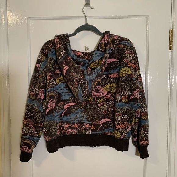 Free People No Talking Floral Flamingo Hoodie - Picture 2 of 9